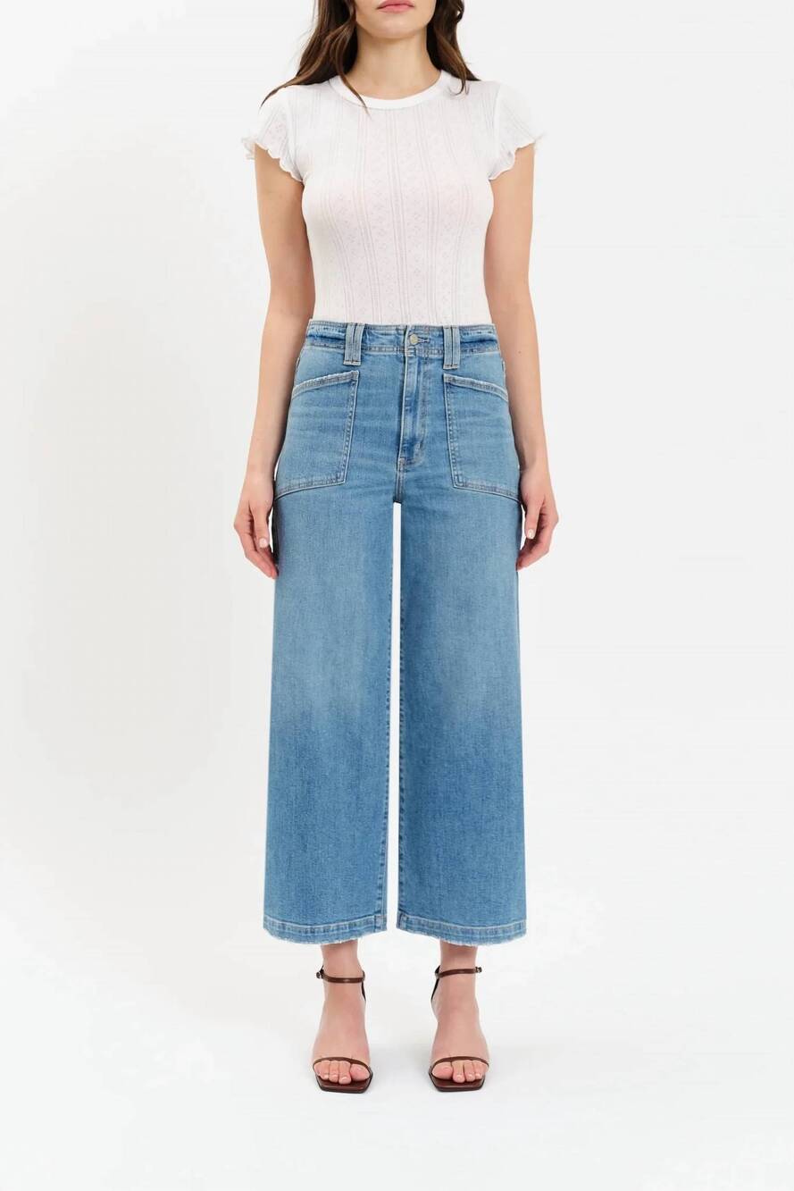 NEW DAZE valley girl high rise patch pocket ankle jeans in fave
